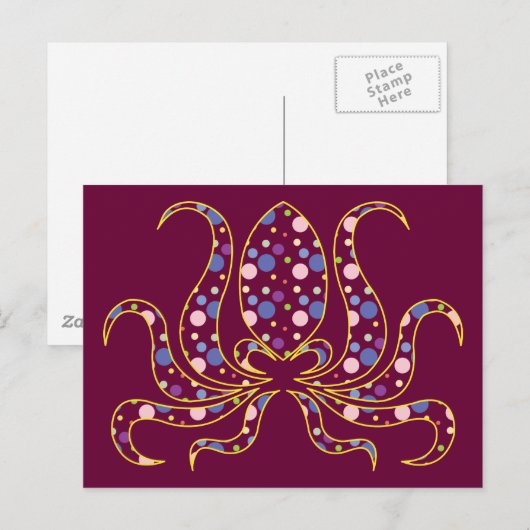 Polka Dot Octopus Briefkaart (Voorkant / Achterkant)