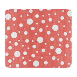Polka Dot on Living Coral Cutting Board Snijplank