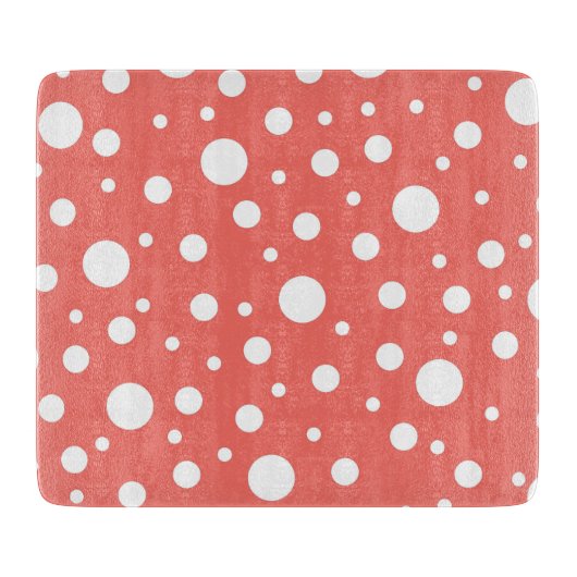 Polka Dot on Living Coral Cutting Board Snijplank (Voorkant)