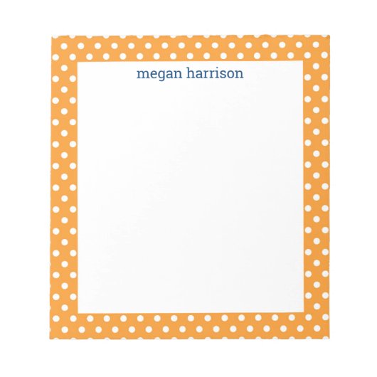 Polka Dot Oranje Aangepast Blocnote (Voorkant)