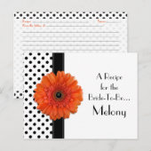 Polka Dot Oranje Daisy Recept Kaart voor de bruid (Voorkant / Achterkant)