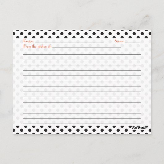 Polka Dot Oranje Daisy Recept Kaart voor de bruid (Achterkant)