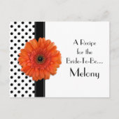 Polka Dot Oranje Daisy Recept Kaart voor de bruid (Voorkant)