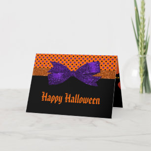 Polka Dot Oranje Paars Black Halloween Kaart