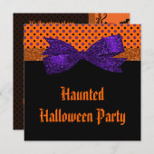 Polka Dot Oranje Paars Black Halloween Kaart (Voorkant / Achterkant)