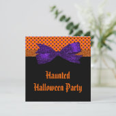 Polka Dot Oranje Paars Black Halloween Kaart (Staand voorkant)