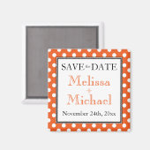 Polka Dot Oranje Save the Date magnet (Voorkant / Achterkant)