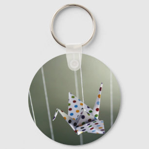 polka dot origami crane sleutelhanger