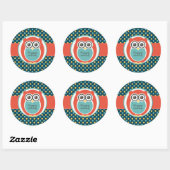 Polka Dot Owl Cartoon Birthday Party Sticker (Vel)