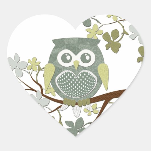 Polka Dot Owl in Tree Hart Sticker (Voorkant)