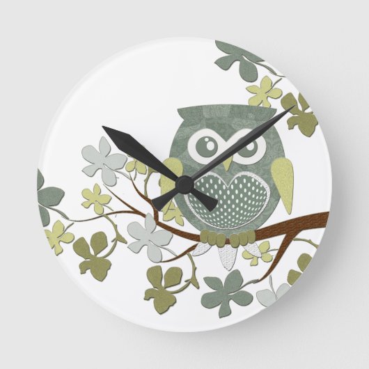 Polka Dot Owl in Tree Ronde Klok (Voorkant)