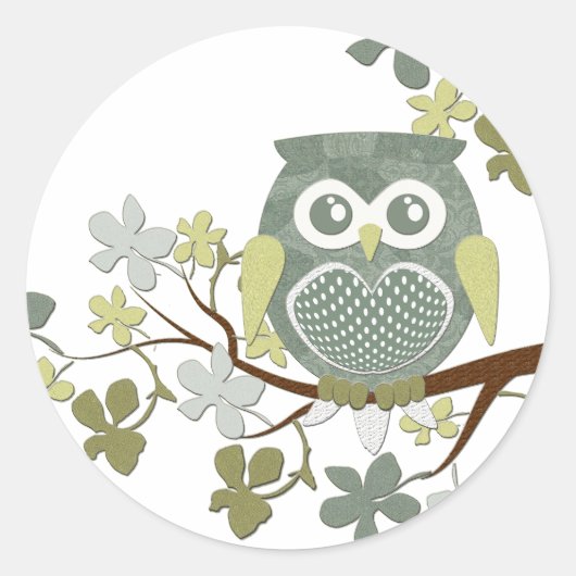 Polka Dot Owl in Tree Ronde Sticker (Voorkant)