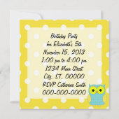Polka Dot Owl V2 Birthday Kaart (Achterkant)