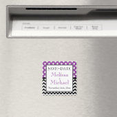 Polka Dot Paars en Chevron Save the Date Magnet (Insitu (Vaatwasser))