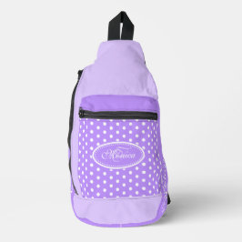 Polka dot paars en wit gepersonaliseerd sling bag