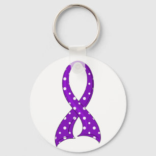 Polka Dot Paars Ribbon Crohn's Disease Sleutelhanger