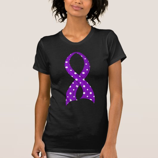 Polka Dot Paars Ribbon Epilepsy T-shirt (Voorkant)