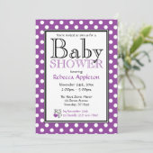 Polka Dot Paarse Baby Shower-uitvindingen Kaart (Staand voorkant)