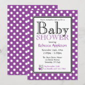 Polka Dot Paarse Baby Shower-uitvindingen Kaart (Voorkant / Achterkant)