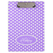 Polka dot paarse douanenaam en klembord initiaal (Voorkant)