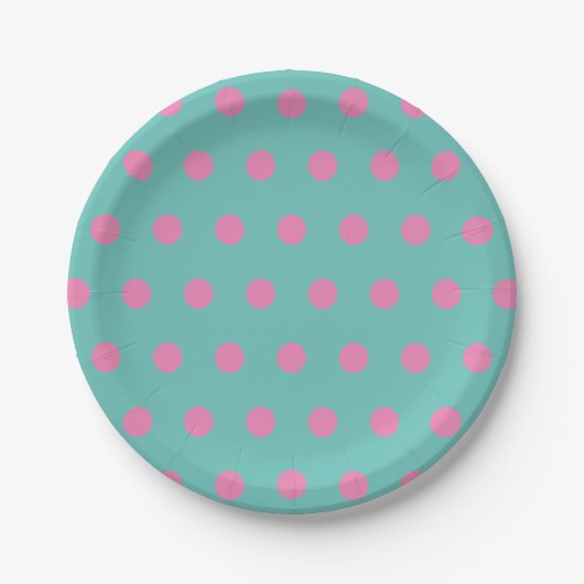 Polka Dot Paper Borden (Aqua & Pink) Papieren Bordje (Voorkant)