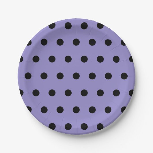 Polka Dot Paper Borden (Lavendel & Zwart) Papieren Bordje (Voorkant)