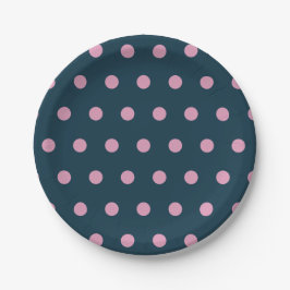 Polka Dot Paper Borden (Midnight Blue & Soft Pink) Papieren Bordje