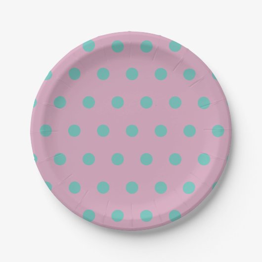 Polka Dot Paper Borden (Roze & Aqua) Papieren Bordje (Voorkant)