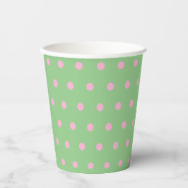 Polka Dot Paper Cups (Sage Green & Pastel Pink) Papieren Bekers