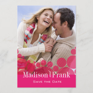 Polka Dot Parade Photo Save the Date hot roze