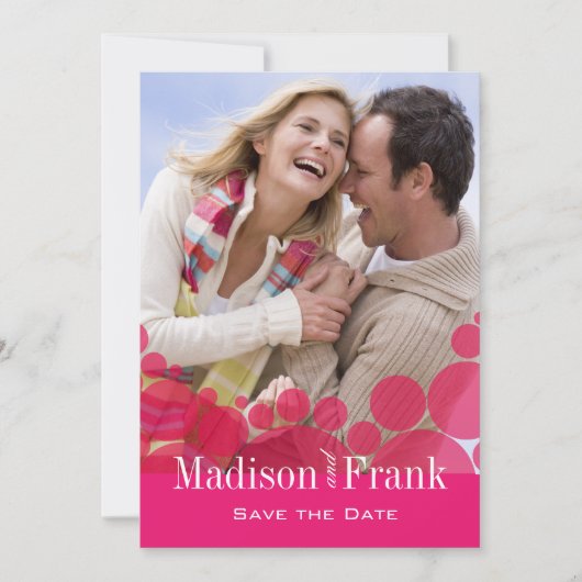 Polka Dot Parade Photo Save the Date hot roze (Voorkant)