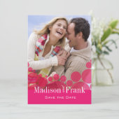 Polka Dot Parade Photo Save the Date hot roze (Staand voorkant)