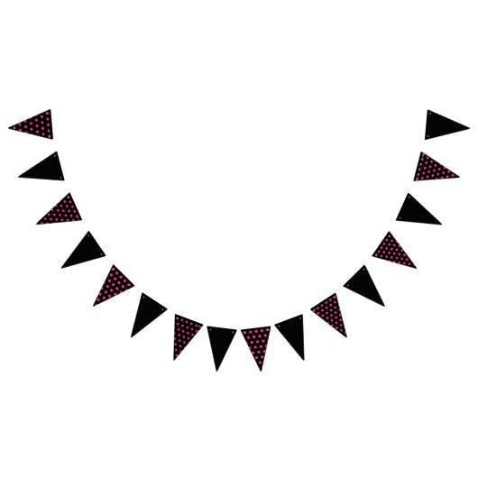 Polka Dot Party Banner (Zwart & Neon Roze) (Alle)