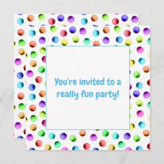 Polka Dot Party Kaart (Voorkant / Achterkant)