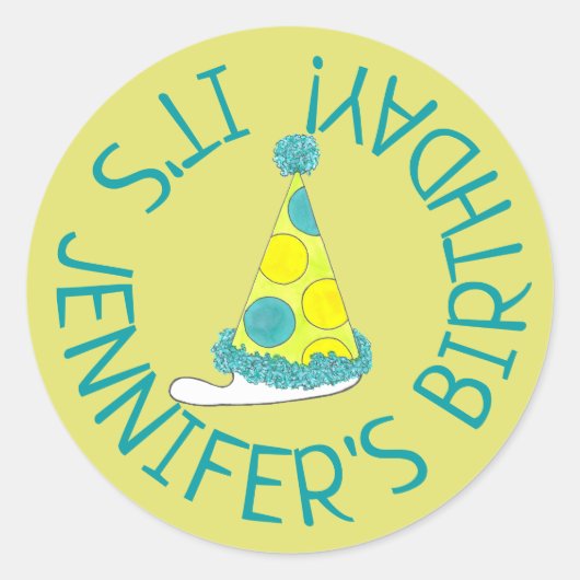 Polka Dot Party Pet Personalized Birthday Party Ronde Sticker (Voorkant)