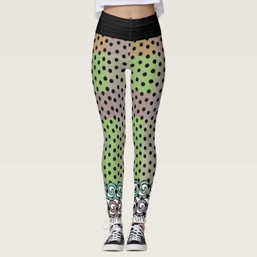 Polka Dot Pastel Plaid Leggings (Voorkant)