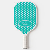 Polka dot patroon aqua naam initiaal pickleball paddle (Voorkant)