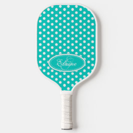 Polka dot patroon aqua naam initiaal pickleball paddle