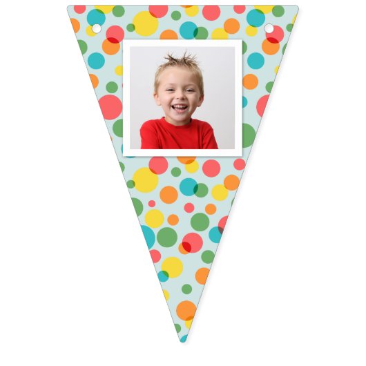 Polka Dot Patroon Bunting met Foto's Vlaggetjes (Eerste vlag)