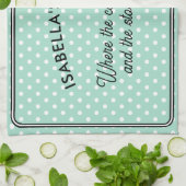  Polka Dot Patroon Licht Aqua Keuken Theedoek (Gevouwen)