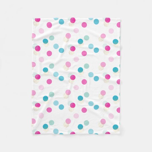 POLKA DOT  patroon roze aqua blauw kwekerij Fleece Deken (Voorkant)