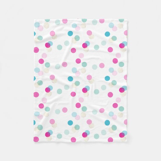 POLKA DOT  patroon roze aqua meisje kwekerij Fleece Deken (Voorkant)