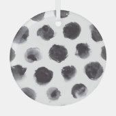 Polka dot patroon: zwart, grijs. glas ornament (Voorkant)