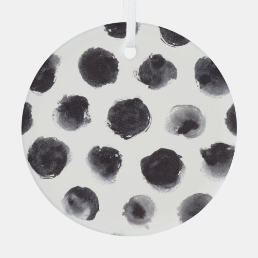 Polka dot patroon: zwart, grijs. glas ornament (Achterkant)