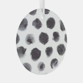 Polka dot patroon: zwart, grijs. glas ornament (Voorkant Rechts)