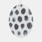 Polka dot patroon: zwart, grijs. glas ornament (Voorkant links)