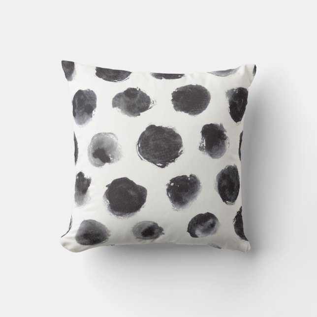 Polka dot patroon: zwart, grijs. kussen (Voorkant)
