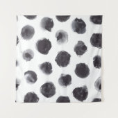 Polka dot patroon: zwart, grijs. wandkleed (Voorkant (horizontaal))