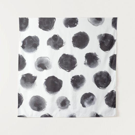 Polka dot patroon: zwart, grijs. wandkleed (Voorkant)
