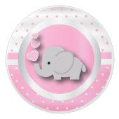 Polka Dot Pattern | Baby Roze, wit en olifant Keramische Knop (Voorkant)